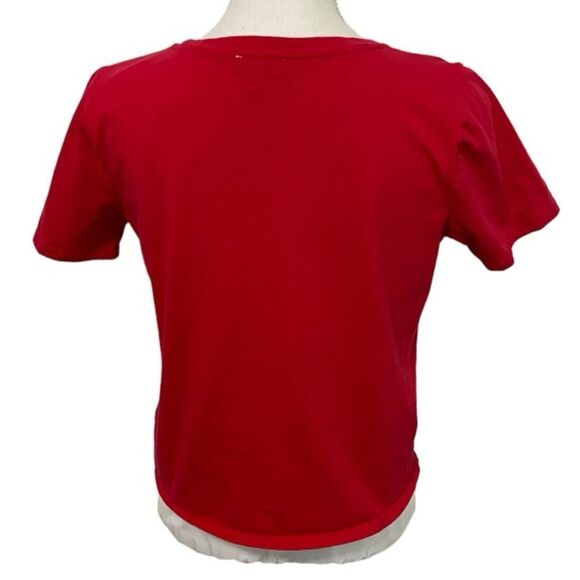 ELLA MOSS - SIZE MEDIUM - RED CROP TEE WITH “LOVE “ EMBROIDERED ON FRONT - Picture 3 of 7